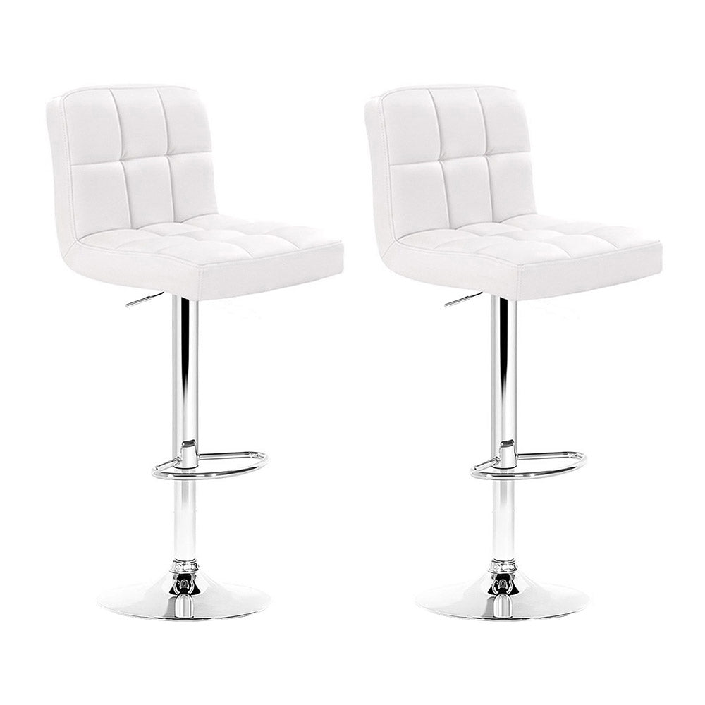 Artiss Set of 2 PU Leather Bar Stools - White