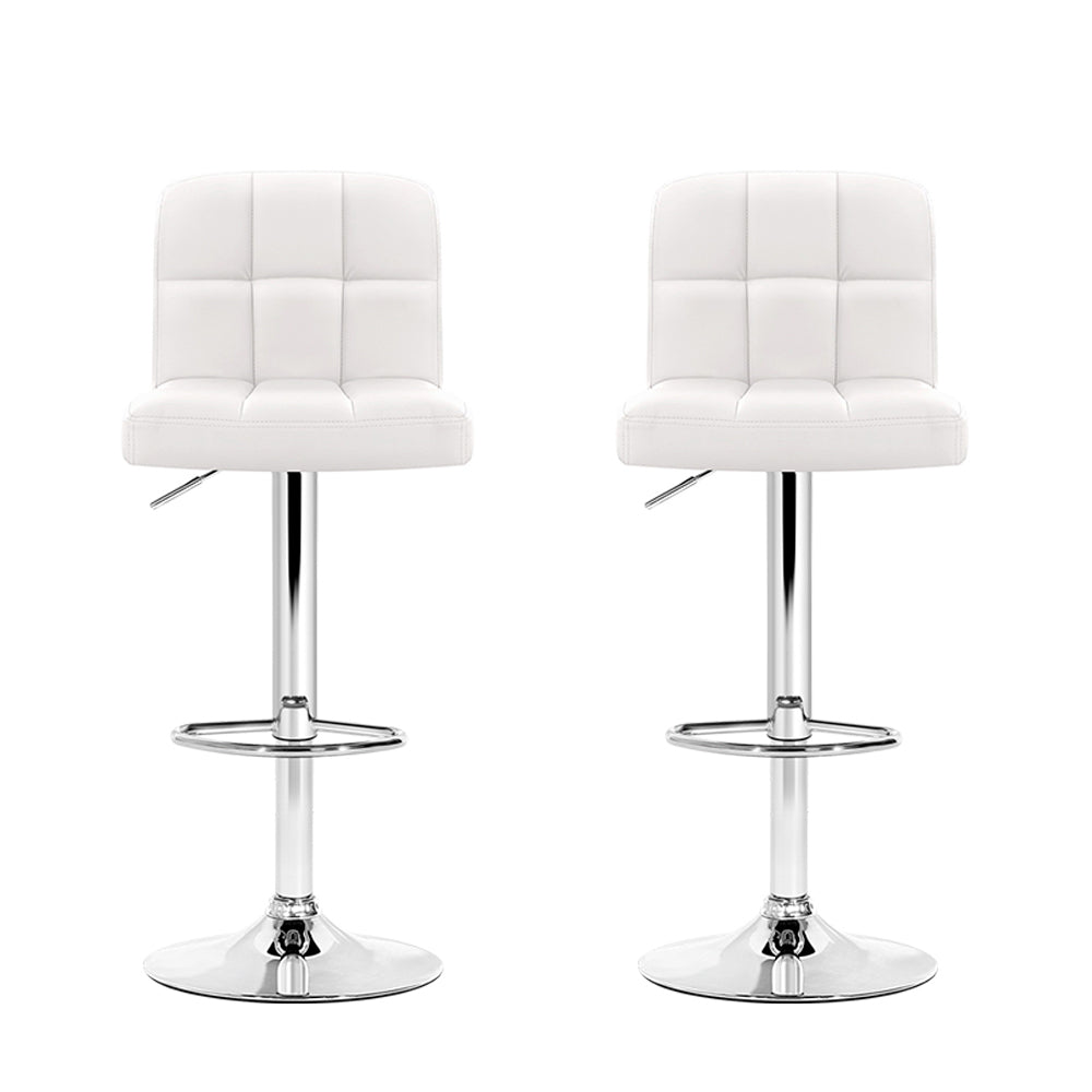 Artiss Set of 2 PU Leather Bar Stools - White