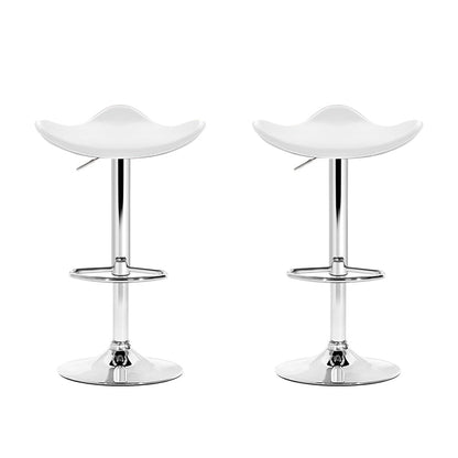 Artiss 2x Gas Lift Bar Stools Swivel Chairs Leather Chrome White
