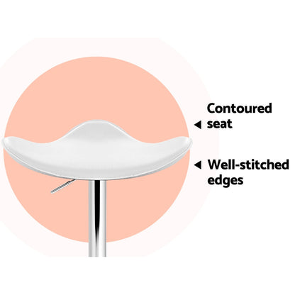 Artiss 2x Gas Lift Bar Stools Swivel Chairs Leather Chrome White