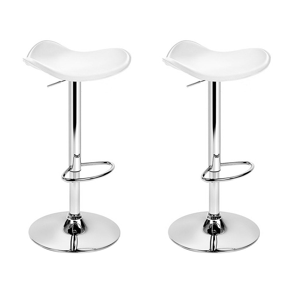 Artiss 2x Gas Lift Bar Stools Swivel Chairs Leather Chrome White