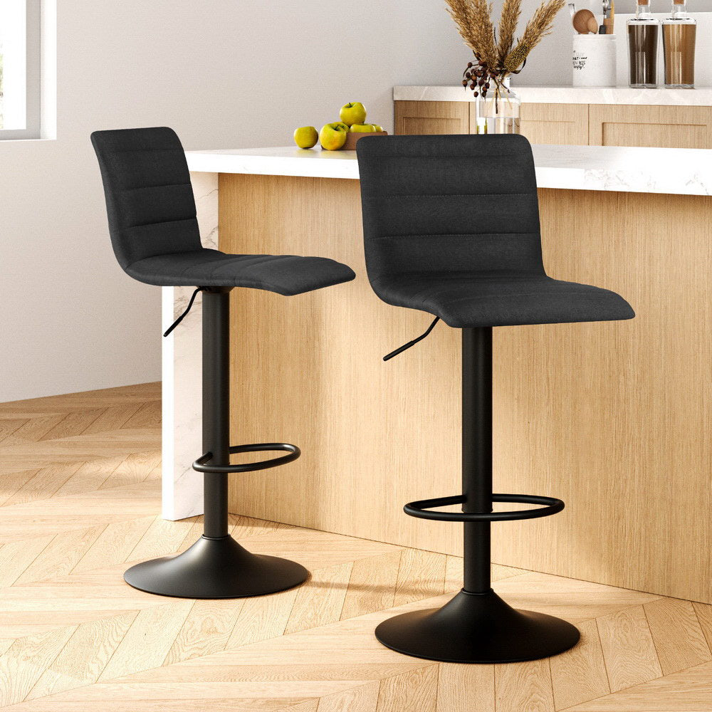 Artiss Set of 2 Fabric Bar Stools - Black