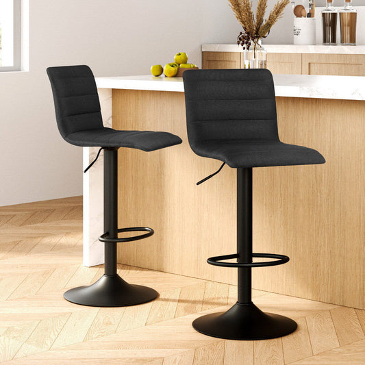 Artiss Set of 2 Fabric Bar Stools - Black