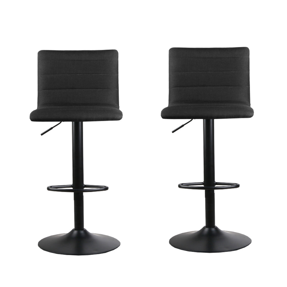 Artiss Set of 2 Fabric Bar Stools - Black
