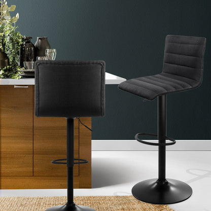 Artiss Set of 2 Fabric Bar Stools - Black