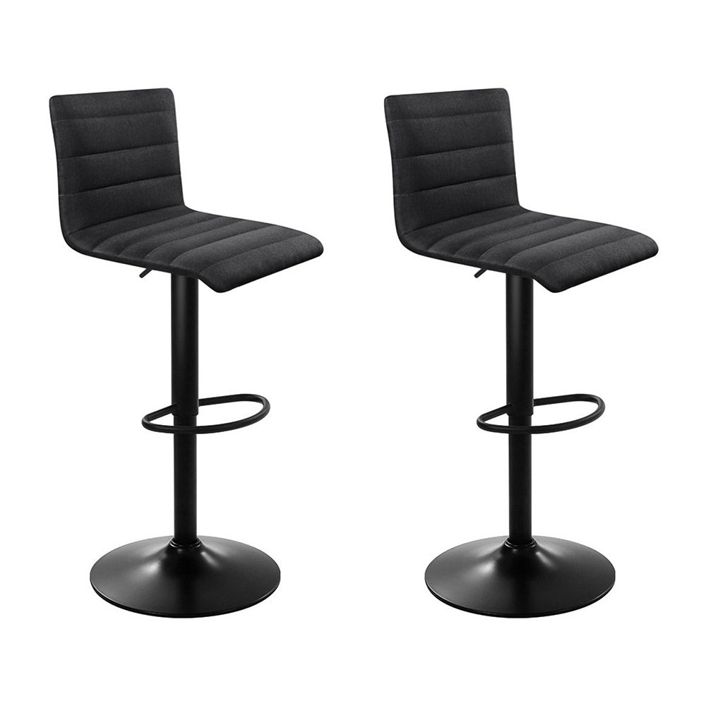 Artiss Set of 2 Fabric Bar Stools - Black