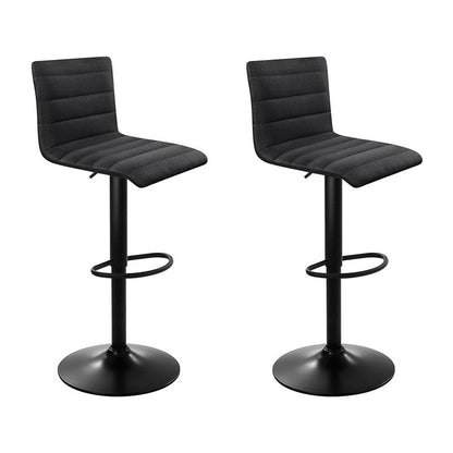 Artiss Set of 2 Fabric Bar Stools - Black