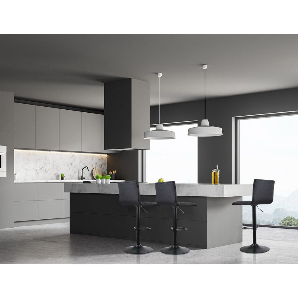 Set of 4 Faux Linen Bar Stools - Black