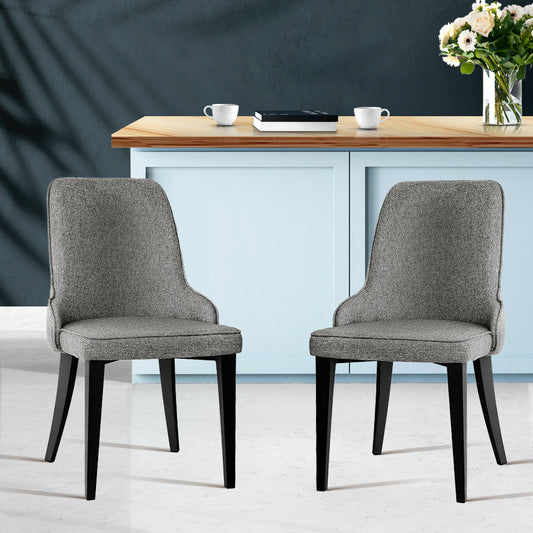 Artiss Dining Chairs Fabric Grey Set of 2 Domus