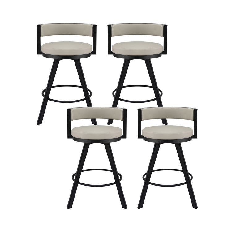 Artiss Bar Stools Set of 4 Swivel Kitchen Chair Metal Counter Beige Leather