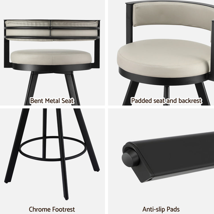Artiss Bar Stools Set of 4 Swivel Kitchen Chair Metal Counter Beige Leather