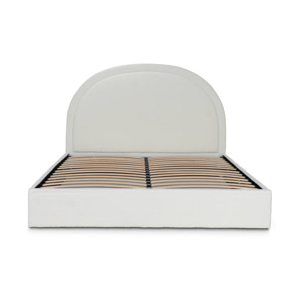 Queen Sized Bed Frame - Ivory White Boucle with Storage