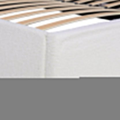 King Sized Bed Frame - Ivory White Boucle with Storage