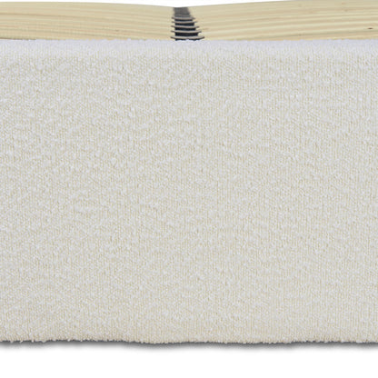 Queen Sized Bed Frame - Ivory White Boucle with Storage