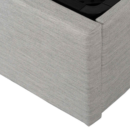Fabric King Bed - Pearl Grey with Storage