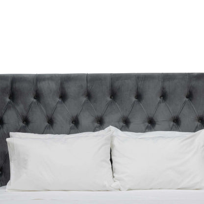 King Bed Frame - Charcoal Velvet