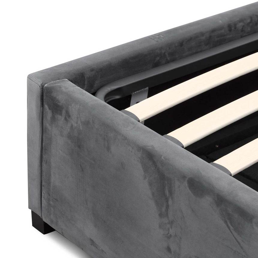 Queen Bed Frame - Charcoal Velvet