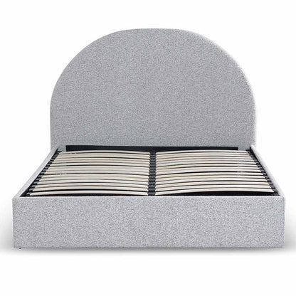 Queen Sized Bed Frame - Pepper Boucle with Storage