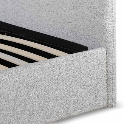 Queen Sized Bed Frame - Pepper Boucle with Storage