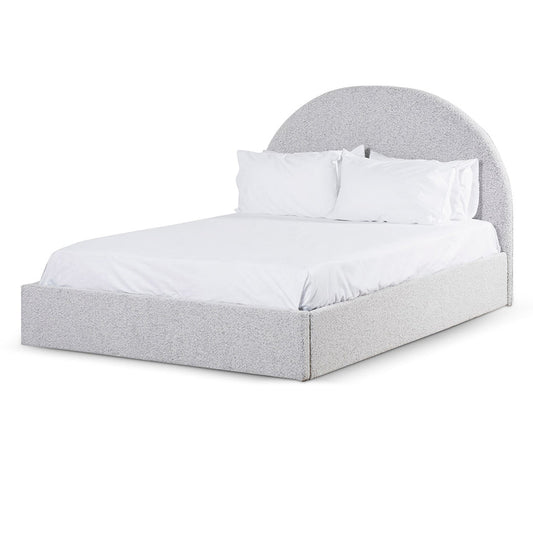 Queen Sized Bed Frame - Pepper Boucle with Storage