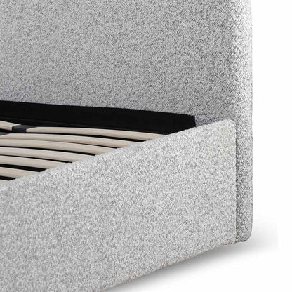 Single Sized Bed Frame - Pepper Boucle with Storage