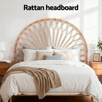 Artiss Bed Headboard Double Bedhead Rattan - MARI Pine
