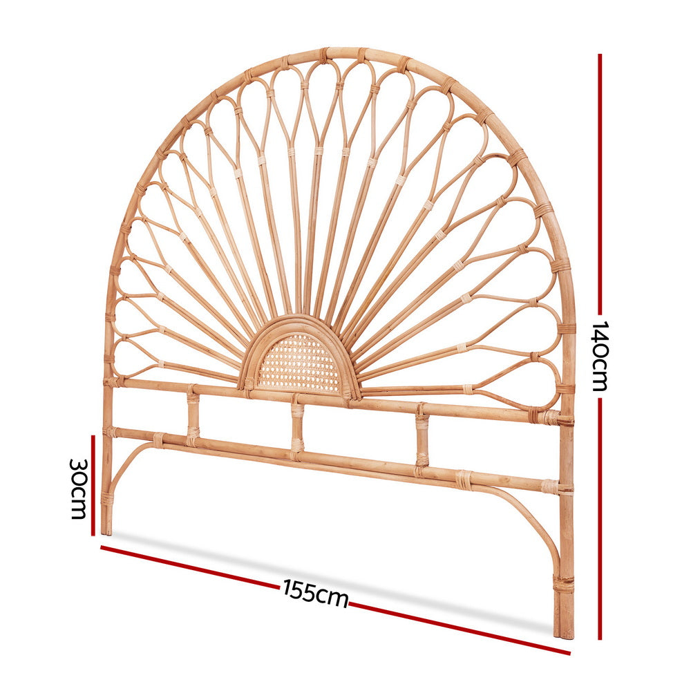 Artiss Bed Headboard Queen Bedhead Rattan - MARI Pine