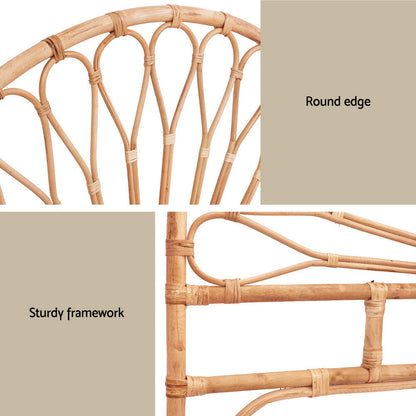 Artiss Bed Headboard Queen Bedhead Rattan - MARI Pine