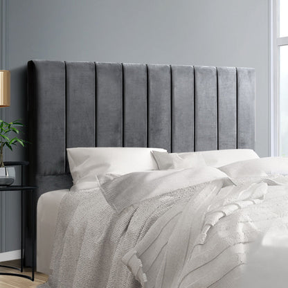 Bed Head Headboard Double Size Bedhead Velvet Frame Base VELA Grey