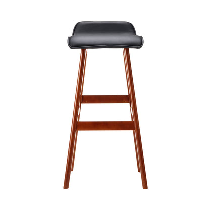 Artiss Set of 2 PU Leather and Wood Bar Stool - Black