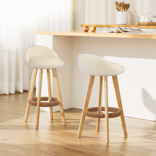 Artiss Set of 2 PU Leather Bar Stools - Beige