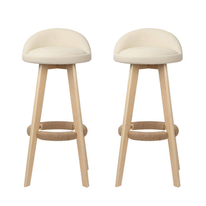 Artiss Set of 2 PU Leather Bar Stools - Beige