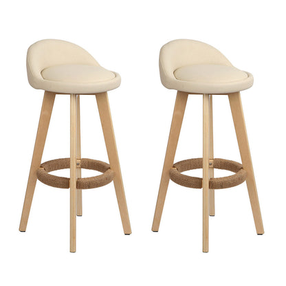 Artiss Set of 2 PU Leather Bar Stools - Beige