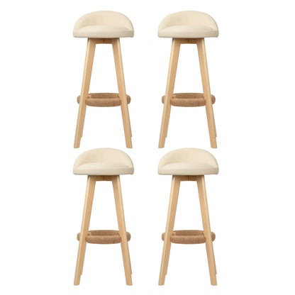 Artiss 4x Bar Stools Padded Leather Wooden Beige