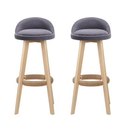 Artiss Set of 2 Fabric Bar Stools-Grey