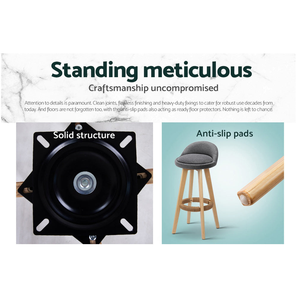 Artiss Set of 2 Fabric Bar Stools-Grey