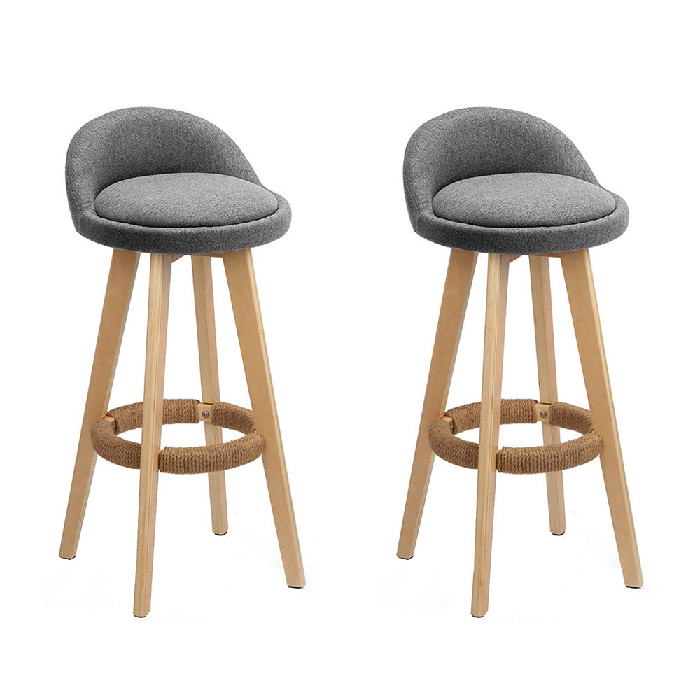 Artiss Set of 2 Fabric Bar Stools-Grey