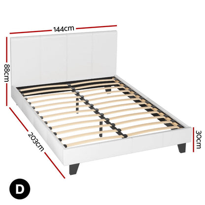 Neo Bed Frame PU Leather - White Double