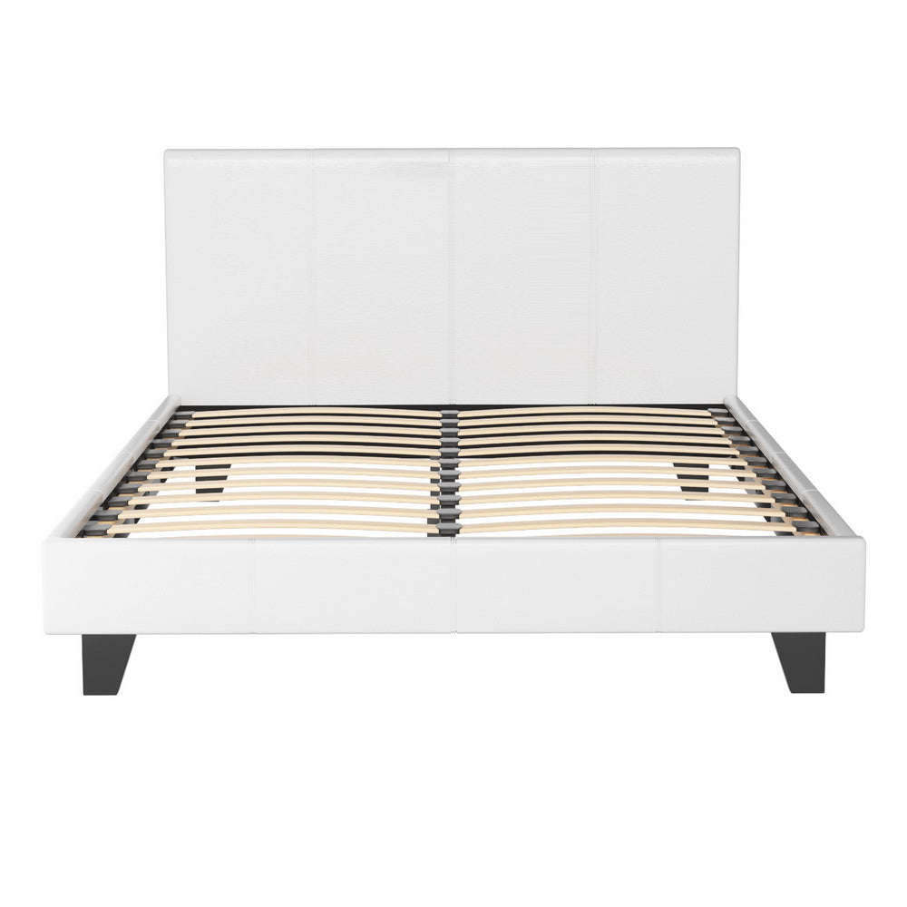 Neo Bed Frame PU Leather - White Double