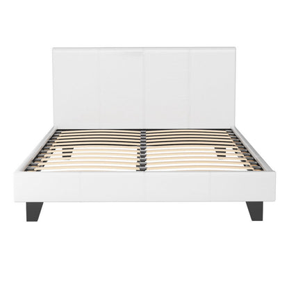 Neo Bed Frame PU Leather - White Double