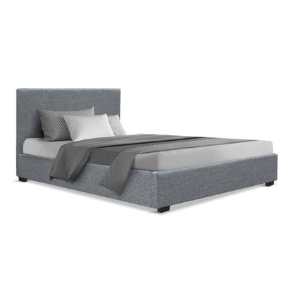 Artiss King Single Size Gas Lift Bed Frame Base With Storage Mattress Grey Fabric NINO