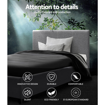 Artiss King Single Size Gas Lift Bed Frame Base With Storage Mattress Grey Fabric NINO