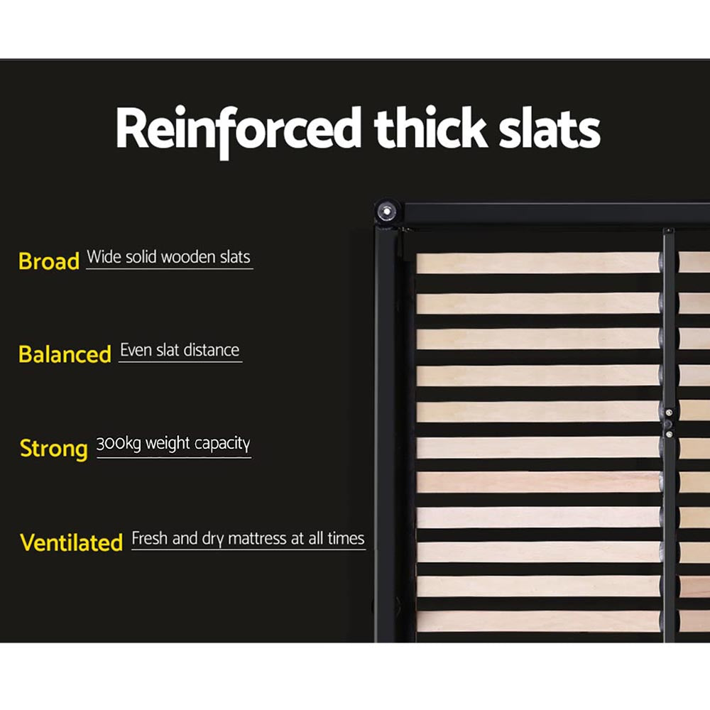 Artiss Double Size Wooden Upholstered Bed Frame Headboard - Grey