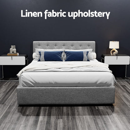 Artiss Bed Frame Queen Size Gas Lift Grey VILA