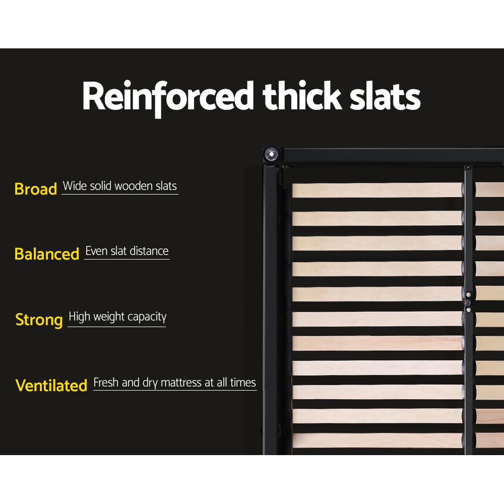 Mila Bed Frame Storage Drawers Fabric - Charcoal King