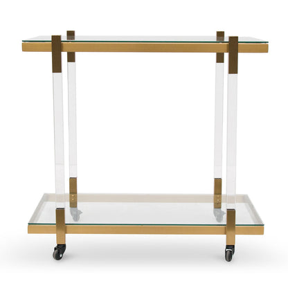 Glass Bar Cart - Brushed Gold