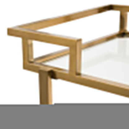 Glass Bar Cart - Brushed Gold