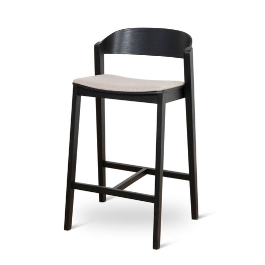 Davis Black Bar Stool - Grey Seat