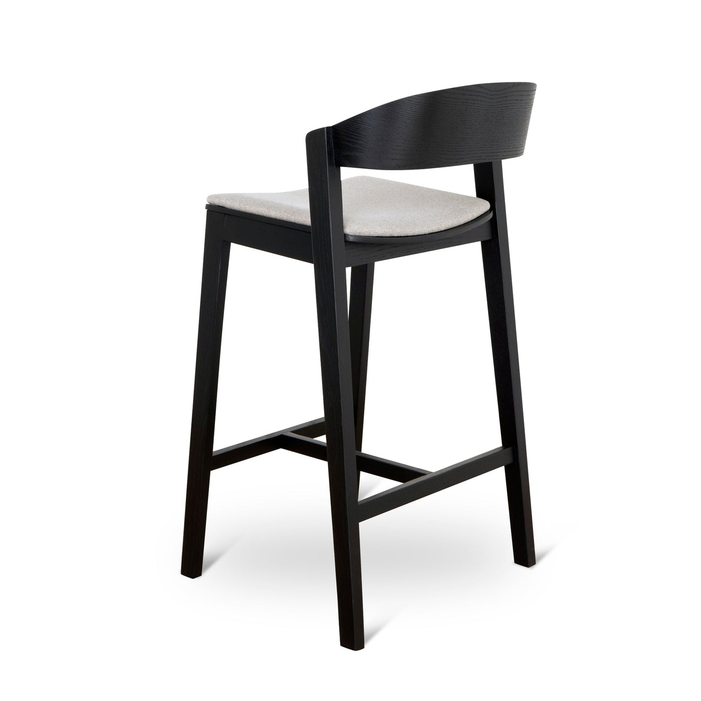 Davis Black Bar Stool - Grey Seat