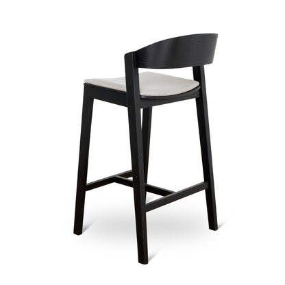 Davis Black Bar Stool - Grey Seat